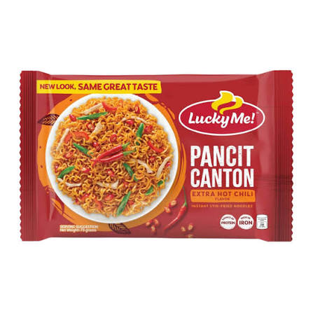 Lucky Me! Pancit Canton Extra Hot Chili Thin Noodles